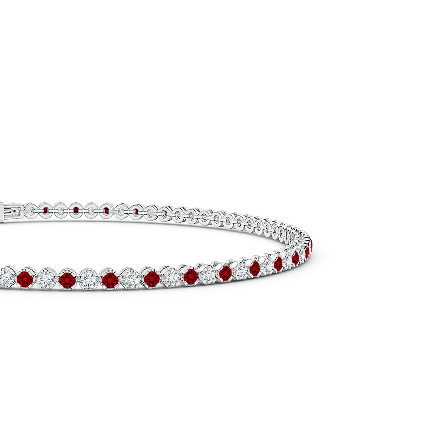 1.5mm Labgrown Lab-Grown Classic Round Ruby and Diamond Tennis Bracelet in White Gold