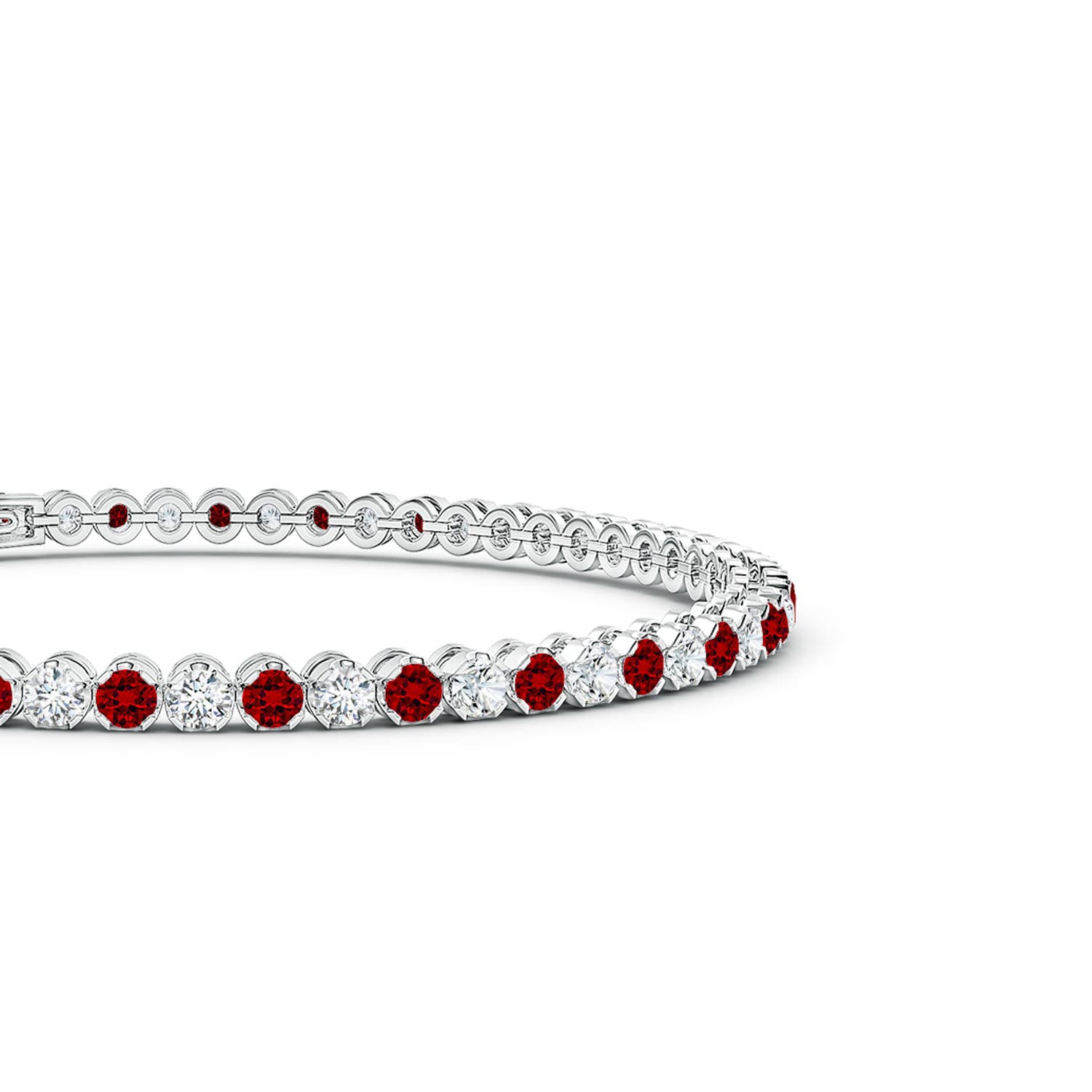 2.3mm Labgrown Lab-Grown Classic Round Ruby and Lab Diamond Tennis Bracelet in White Gold