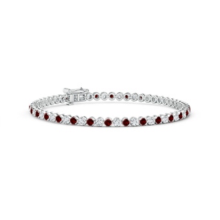 2mm Labgrown Lab-Grown Classic Round Ruby and Diamond Tennis Bracelet in 10K White Gold