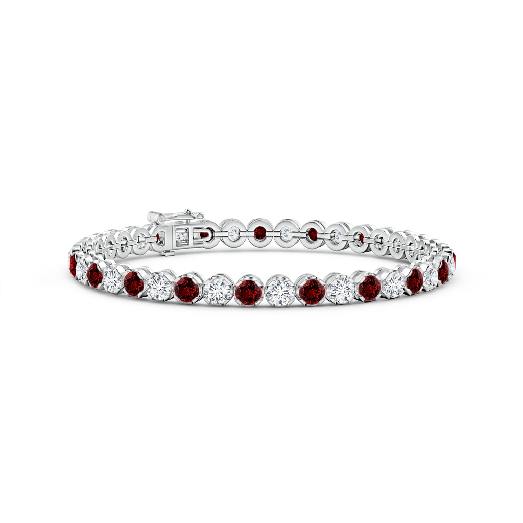 3.5mm Labgrown Lab-Grown Classic Round Ruby and Diamond Tennis Bracelet in White Gold 