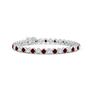 3.5mm Labgrown Lab-Grown Classic Round Ruby and Diamond Tennis Bracelet in White Gold