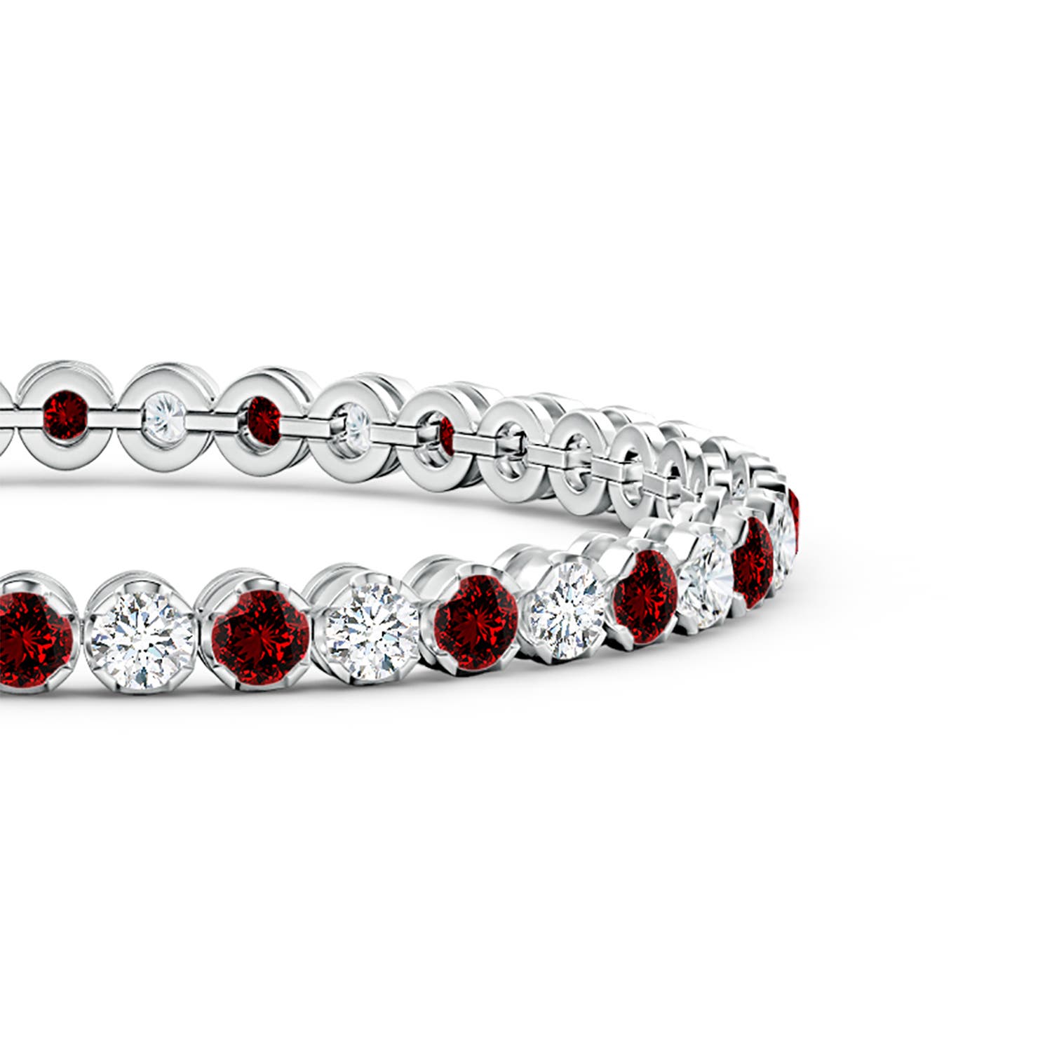3.5mm Labgrown Lab-Grown Classic Round Ruby and Diamond Tennis Bracelet in White Gold - side 3