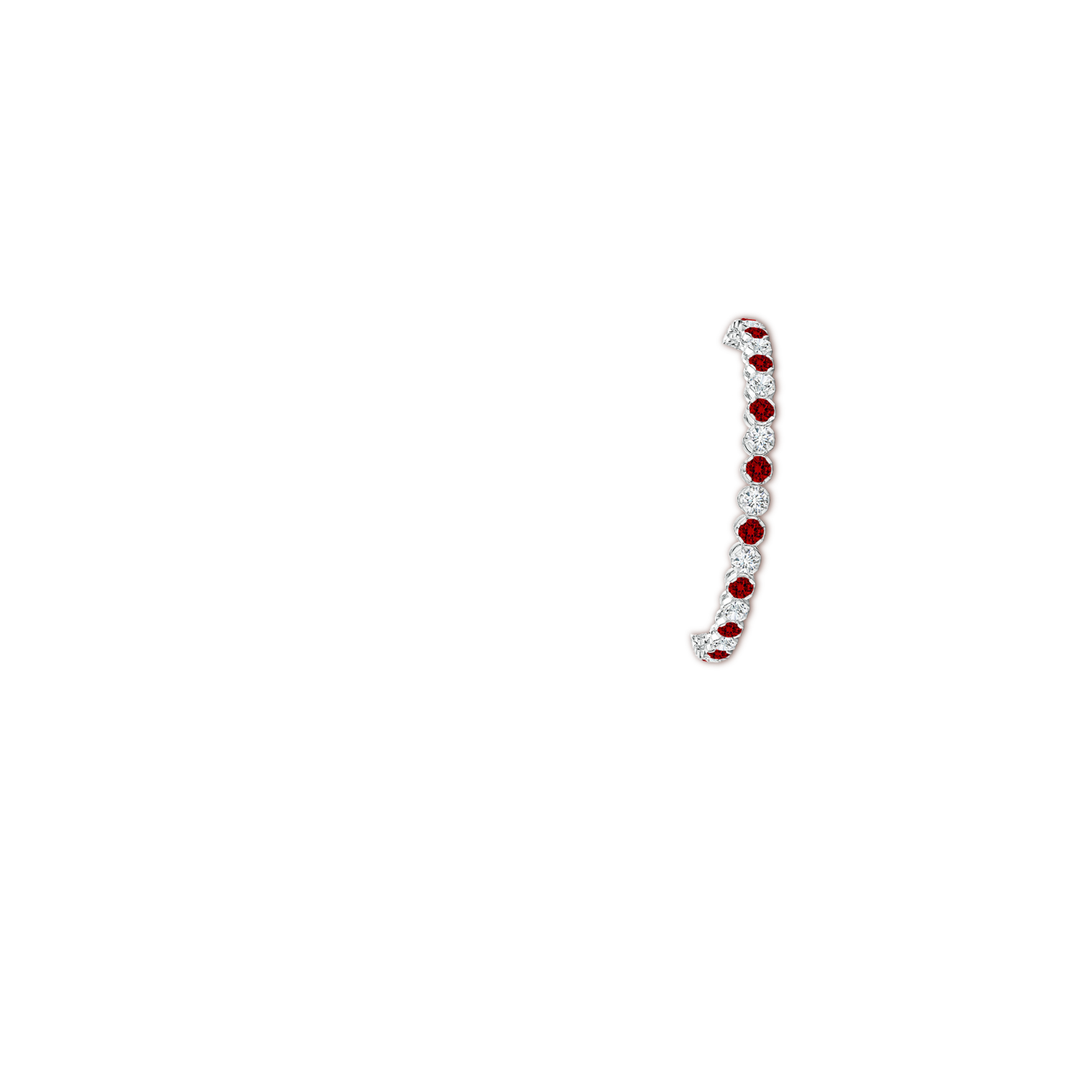 3.5mm Labgrown Lab-Grown Classic Round Ruby and Lab Diamond Tennis Bracelet in White Gold - body_arm
