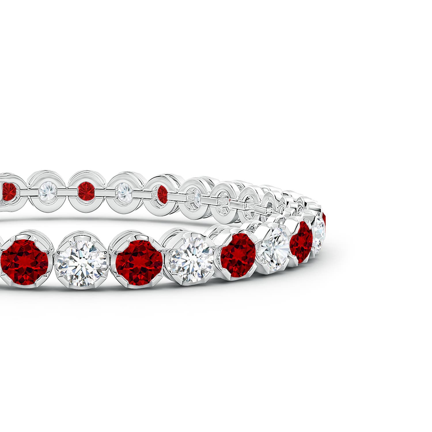 4.5mm Labgrown Lab-Grown Classic Round Ruby and Lab Diamond Tennis Bracelet in White Gold