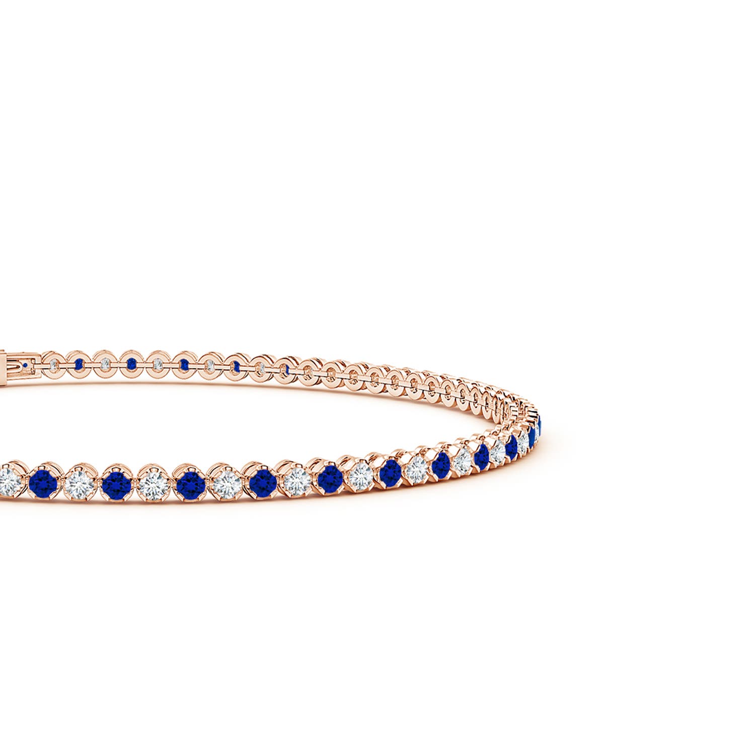 1.5mm Labgrown Lab-Grown Classic Round Sapphire and Lab Diamond Tennis Bracelet in Rose Gold