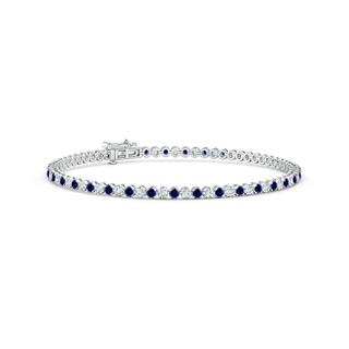 1.5mm Labgrown Lab-Grown Classic Round Sapphire and Diamond Tennis Bracelet in White Gold