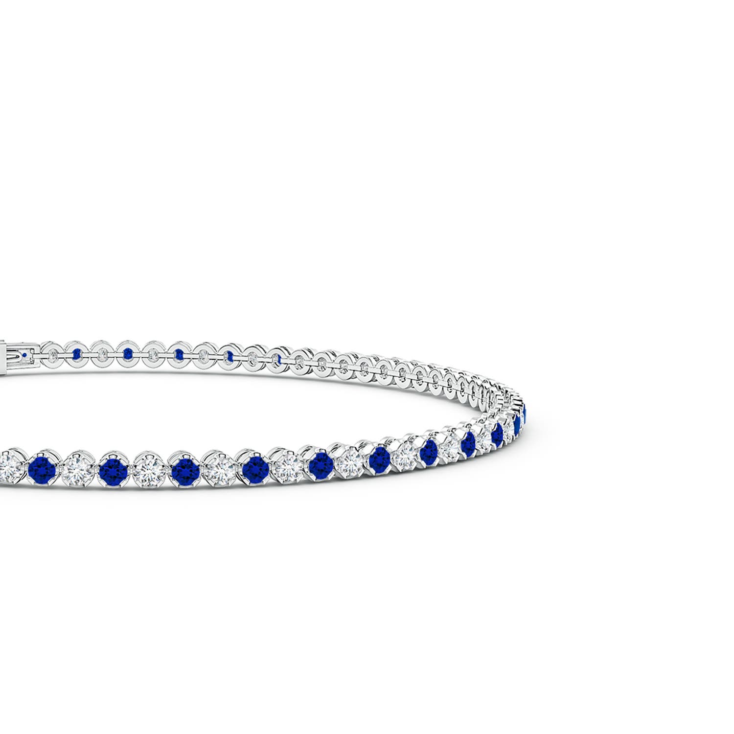 1.5mm Labgrown Lab-Grown Classic Round Sapphire and Lab Diamond Tennis Bracelet in White Gold