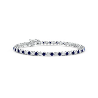 2.3mm Labgrown Lab-Grown Classic Round Sapphire and Diamond Tennis Bracelet in White Gold