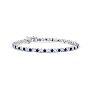 2mm Labgrown Lab-Grown Classic Round Sapphire and Diamond Tennis Bracelet in White Gold