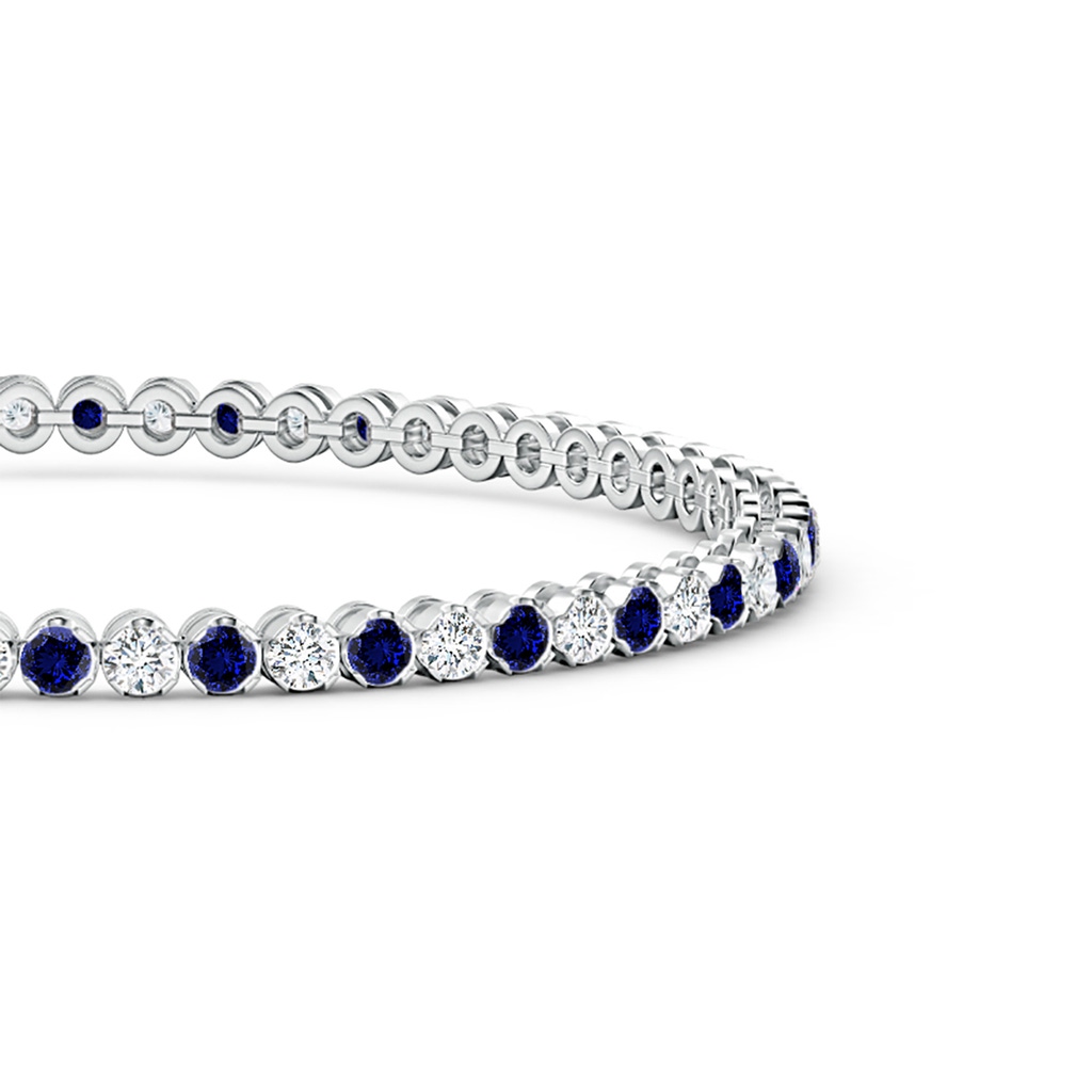 2mm Labgrown Lab-Grown Classic Round Sapphire and Diamond Tennis Bracelet in White Gold Side 199