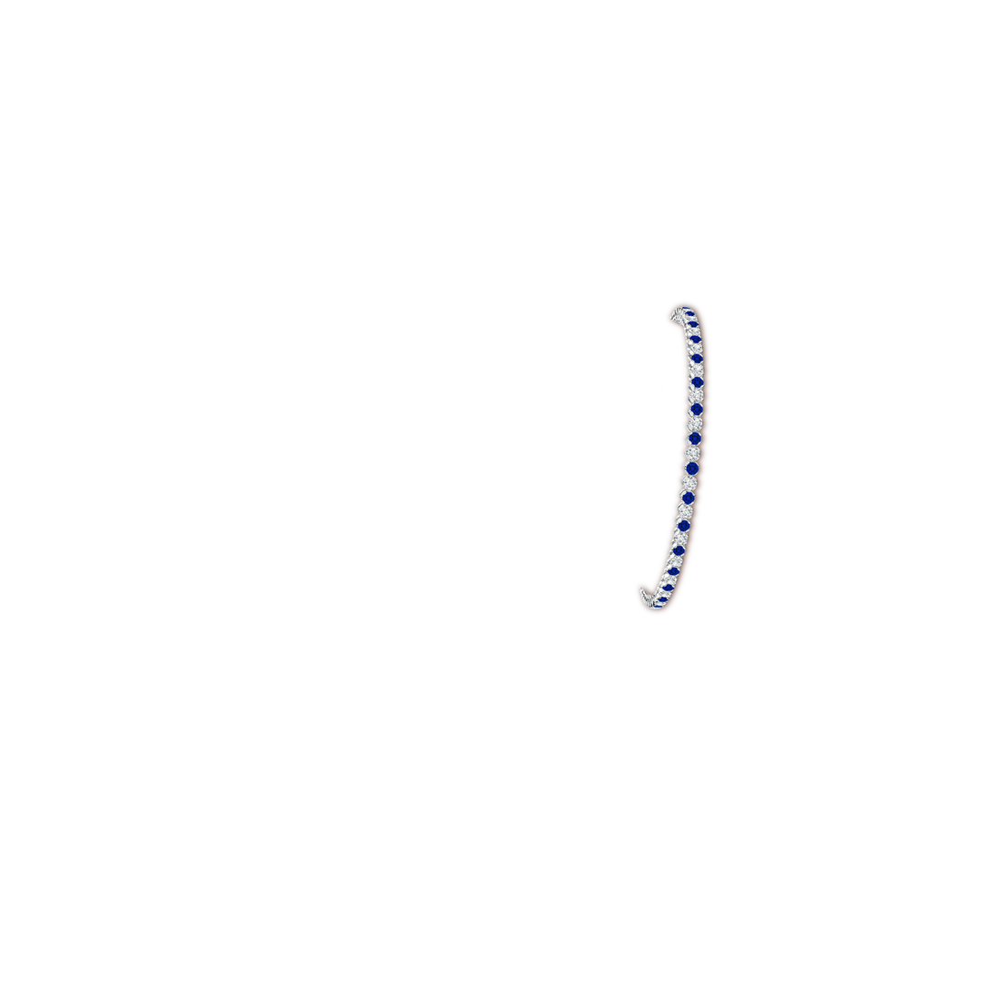 2mm Labgrown Lab-Grown Classic Round Sapphire and Lab Diamond Tennis Bracelet in White Gold - body_arm