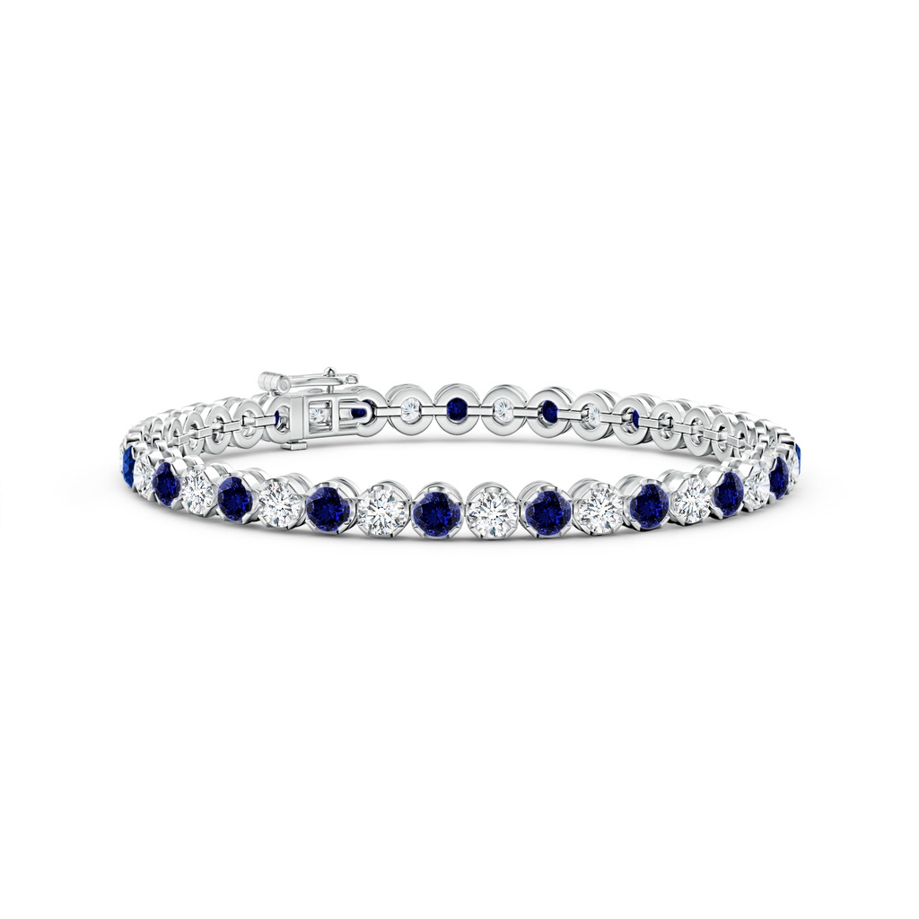 3.5mm Labgrown Lab-Grown Classic Round Sapphire and Diamond Tennis Bracelet in White Gold