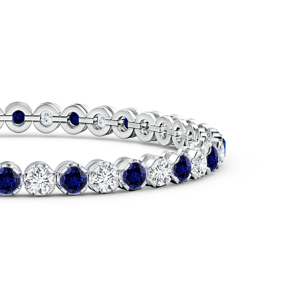3.5mm Labgrown Lab-Grown Classic Round Sapphire and Diamond Tennis Bracelet in White Gold Side 199