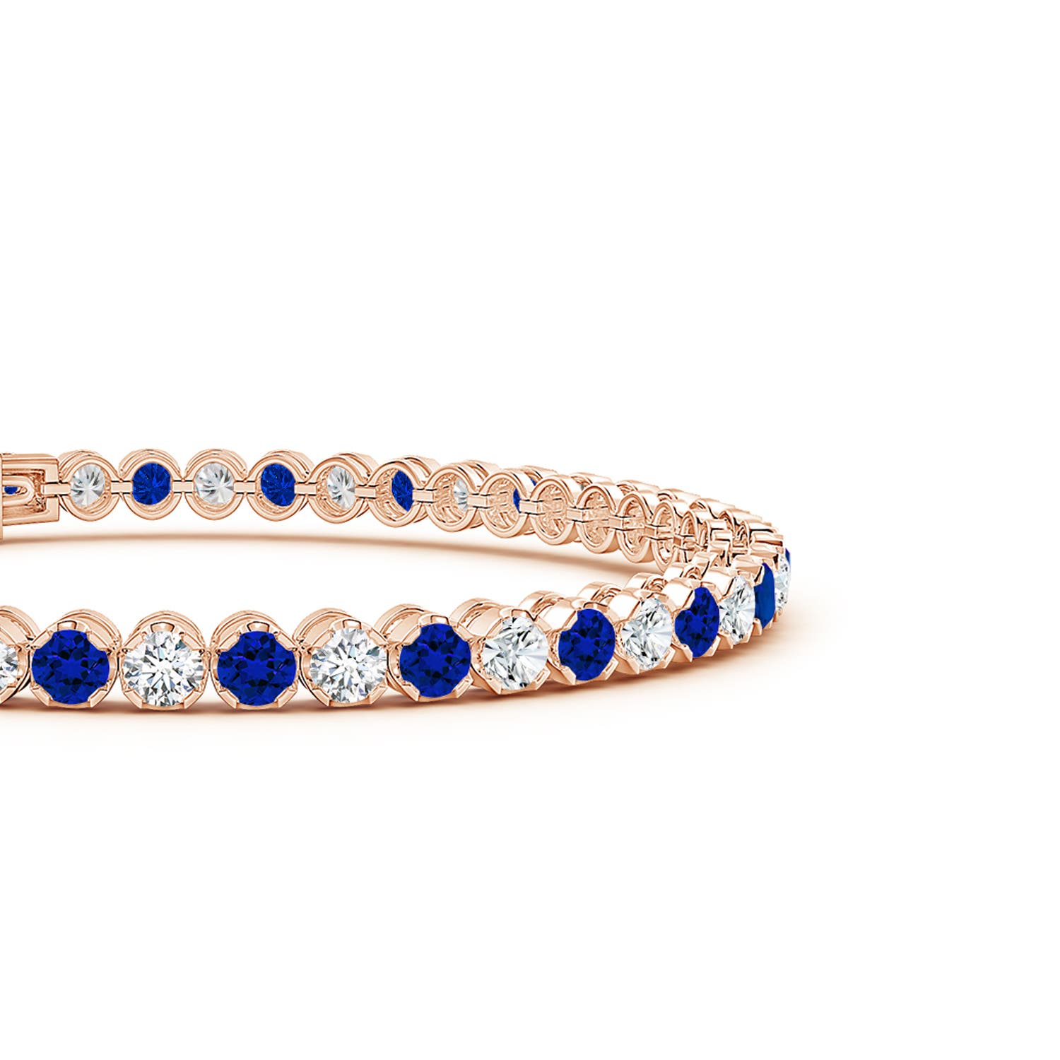 3mm Labgrown Lab-Grown Classic Round Sapphire and Lab Diamond Tennis Bracelet in Rose Gold