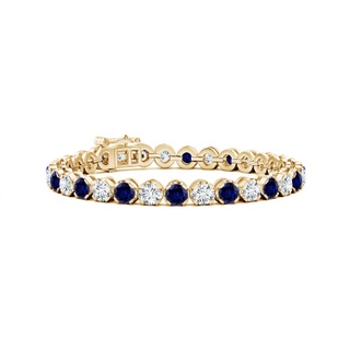 4.5mm Labgrown Lab-Grown Classic Round Sapphire and Diamond Tennis Bracelet in 10K Yellow Gold