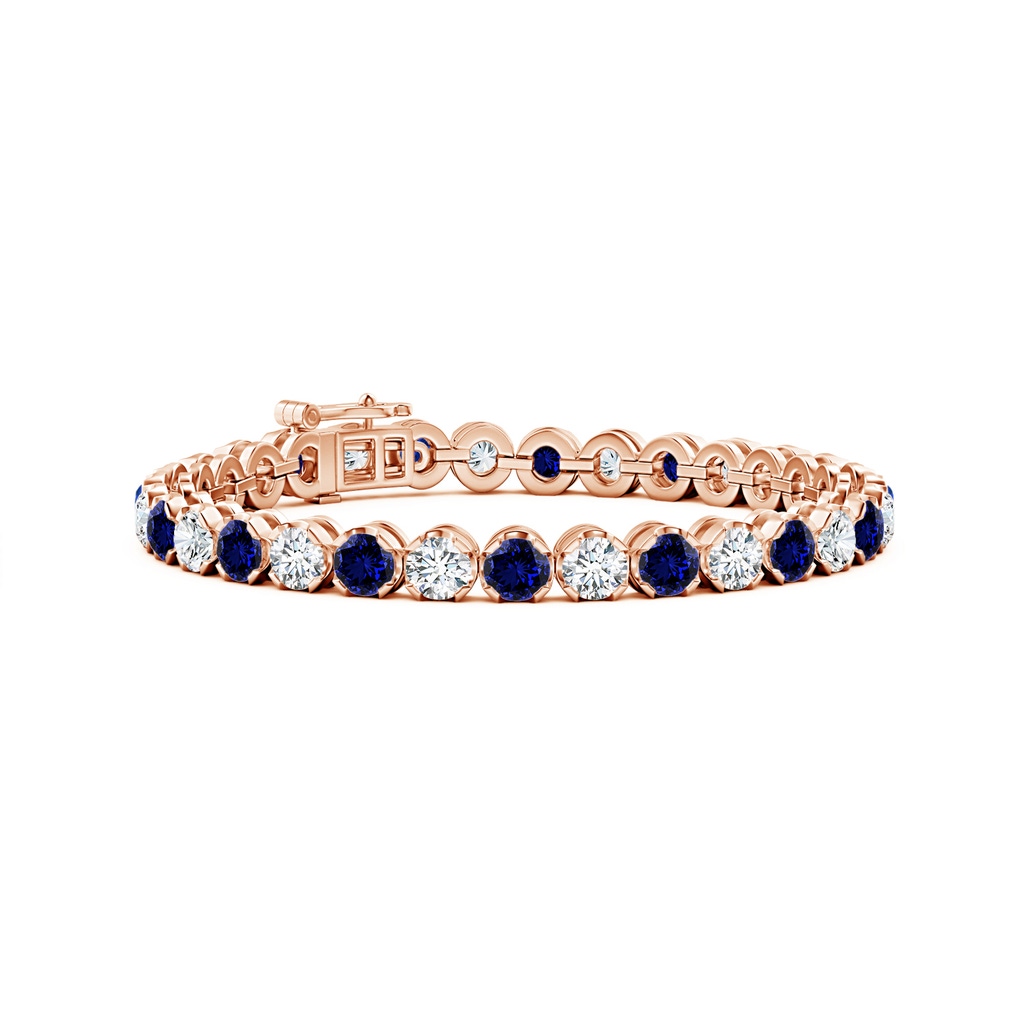 4.5mm Labgrown Lab-Grown Classic Round Sapphire and Diamond Tennis Bracelet in 9K Rose Gold