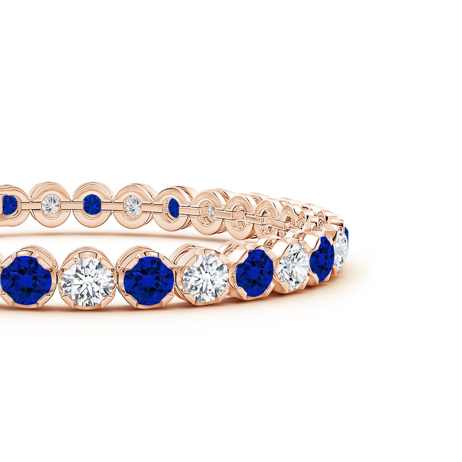 4.5mm Labgrown Lab-Grown Classic Round Sapphire and Lab Diamond Tennis Bracelet in Rose Gold