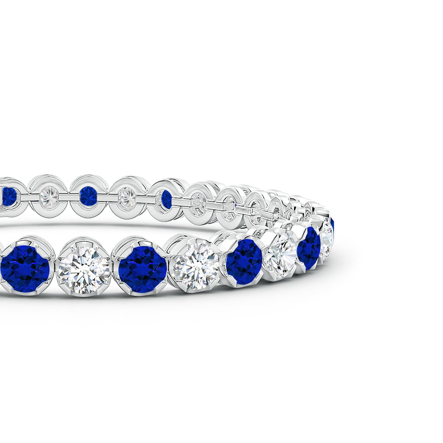 4.5mm Labgrown Lab-Grown Classic Round Sapphire and Lab Diamond Tennis Bracelet in White Gold