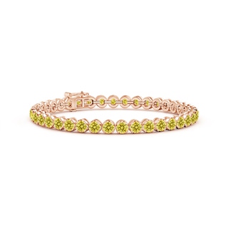 3.6mm Labgrown Classic Round Lab-Grown Fancy Intense Yellow Diamond Tennis Bracelet in 9K Rose Gold