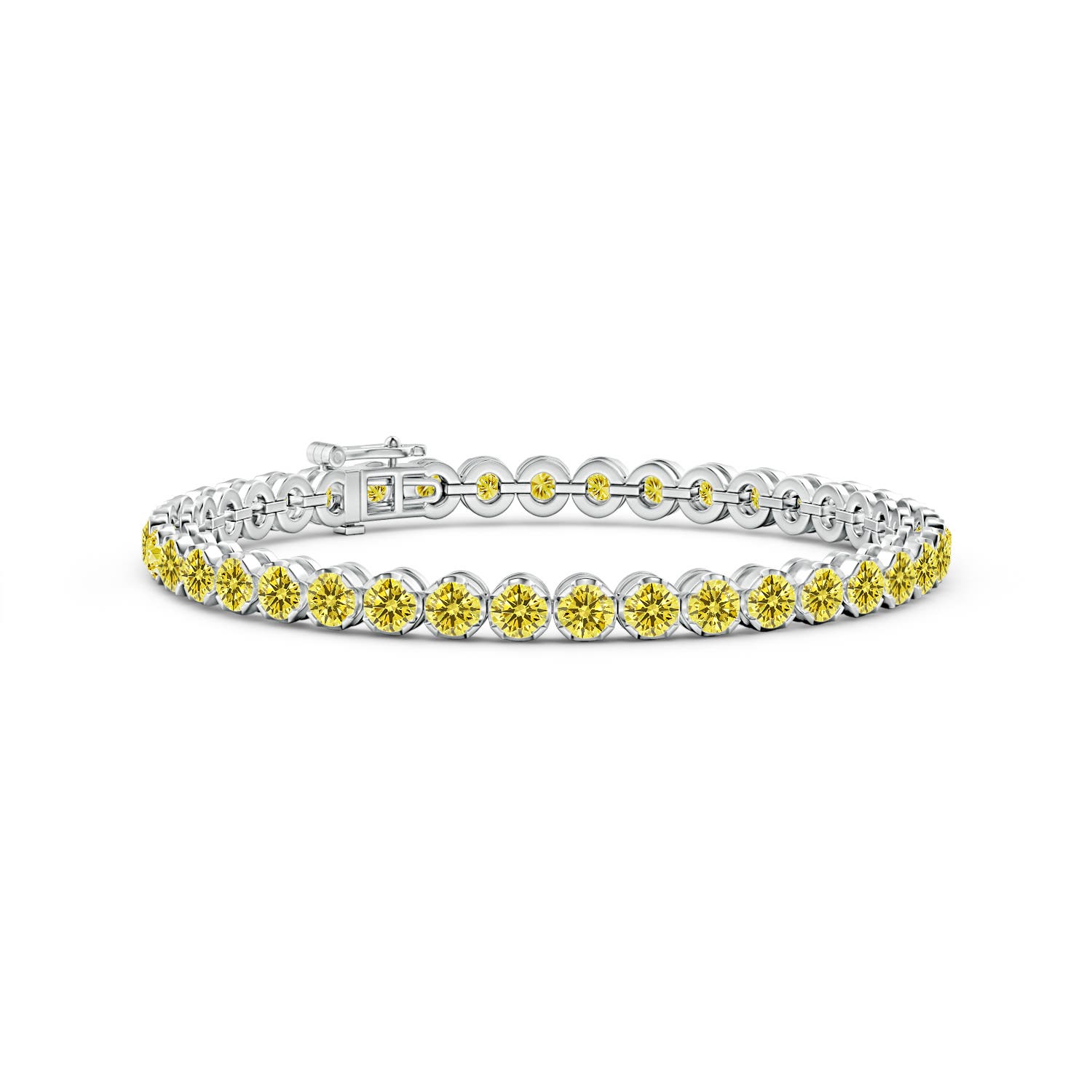 3.6mm Labgrown Classic Round Lab-Grown Fancy Intense Yellow Diamond Tennis Bracelet in White Gold
