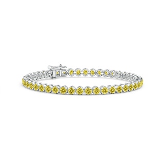 3mm Labgrown Classic Round Lab-Grown Fancy Intense Yellow Diamond Tennis Bracelet in White Gold