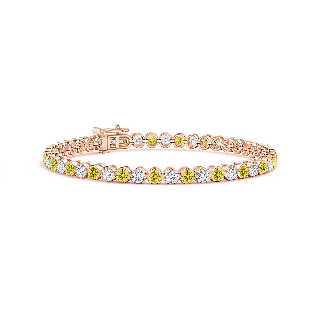 3mm Labgrown Classic Round Lab-Grown Fancy Intense Yellow and White Diamond Tennis Bracelet in Rose Gold