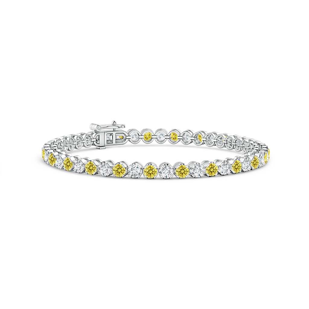 3mm Labgrown Classic Round Lab-Grown Fancy Intense Yellow and White Diamond Tennis Bracelet in White Gold