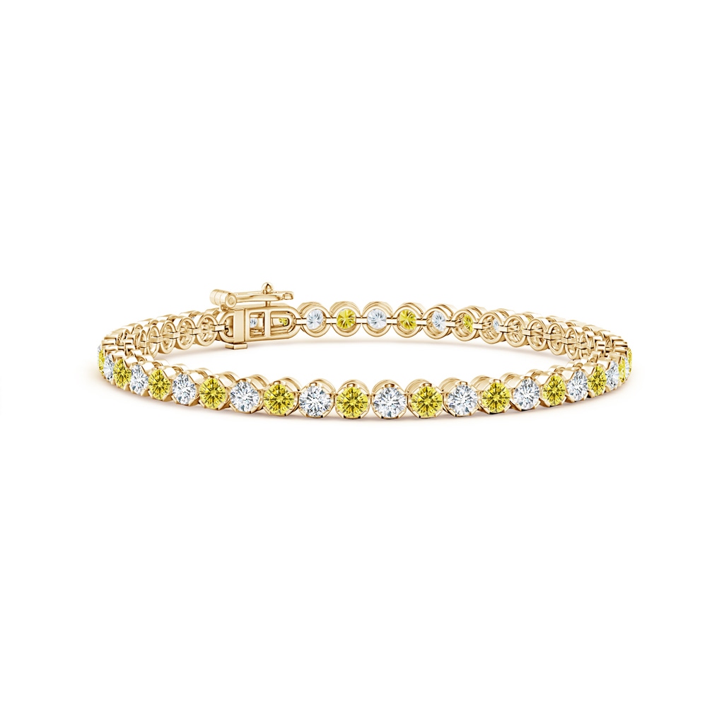 3mm Labgrown Classic Round Lab-Grown Fancy Intense Yellow and White Diamond Tennis Bracelet in Yellow Gold