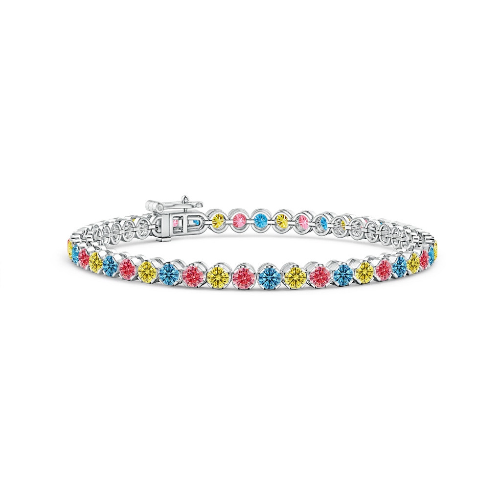 3mm Labgrown Classic Round Lab-Grown Fancy Intense Multi-Color Diamond Tennis Bracelet in White Gold