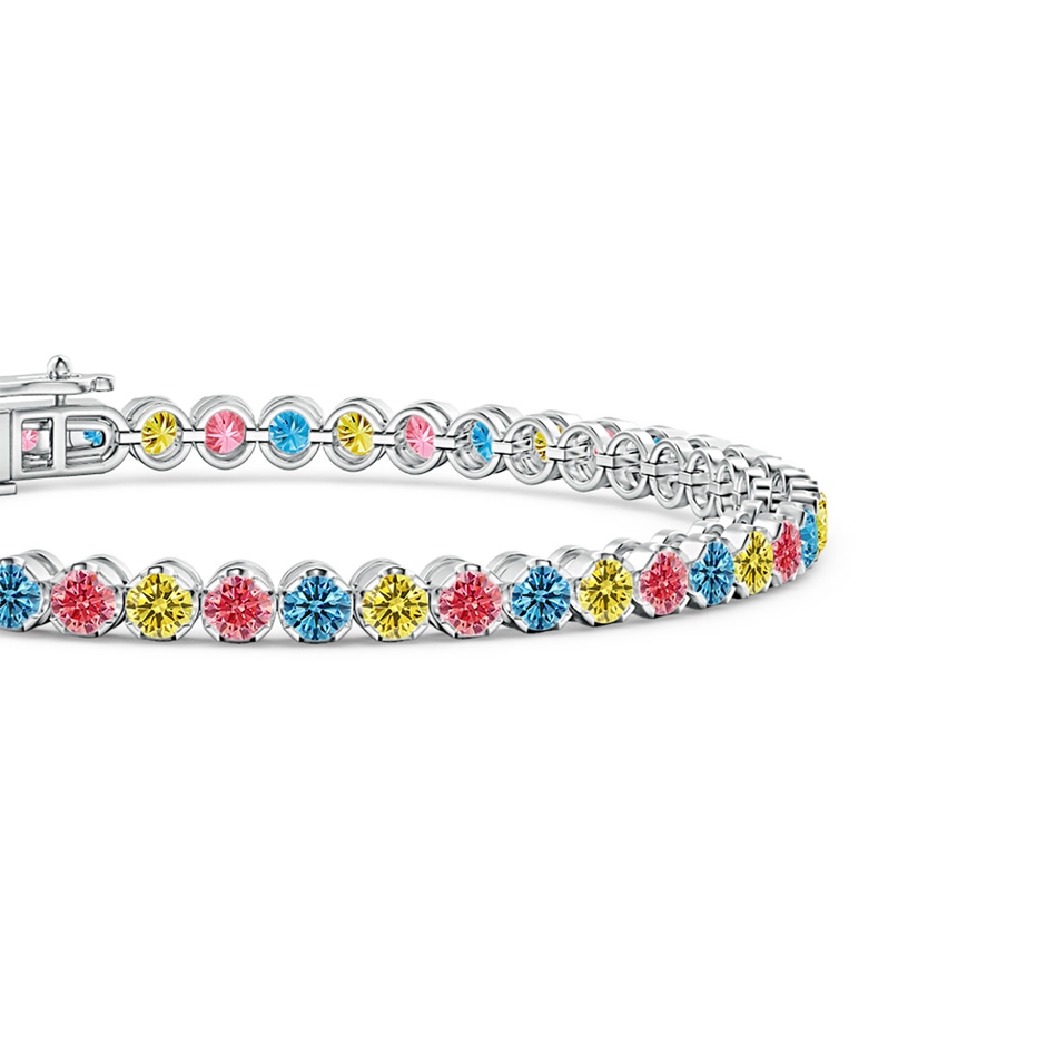 3mm Labgrown Classic Round Lab-Grown Fancy Intense Multi-Colour Diamond Tennis Bracelet in White Gold side 199