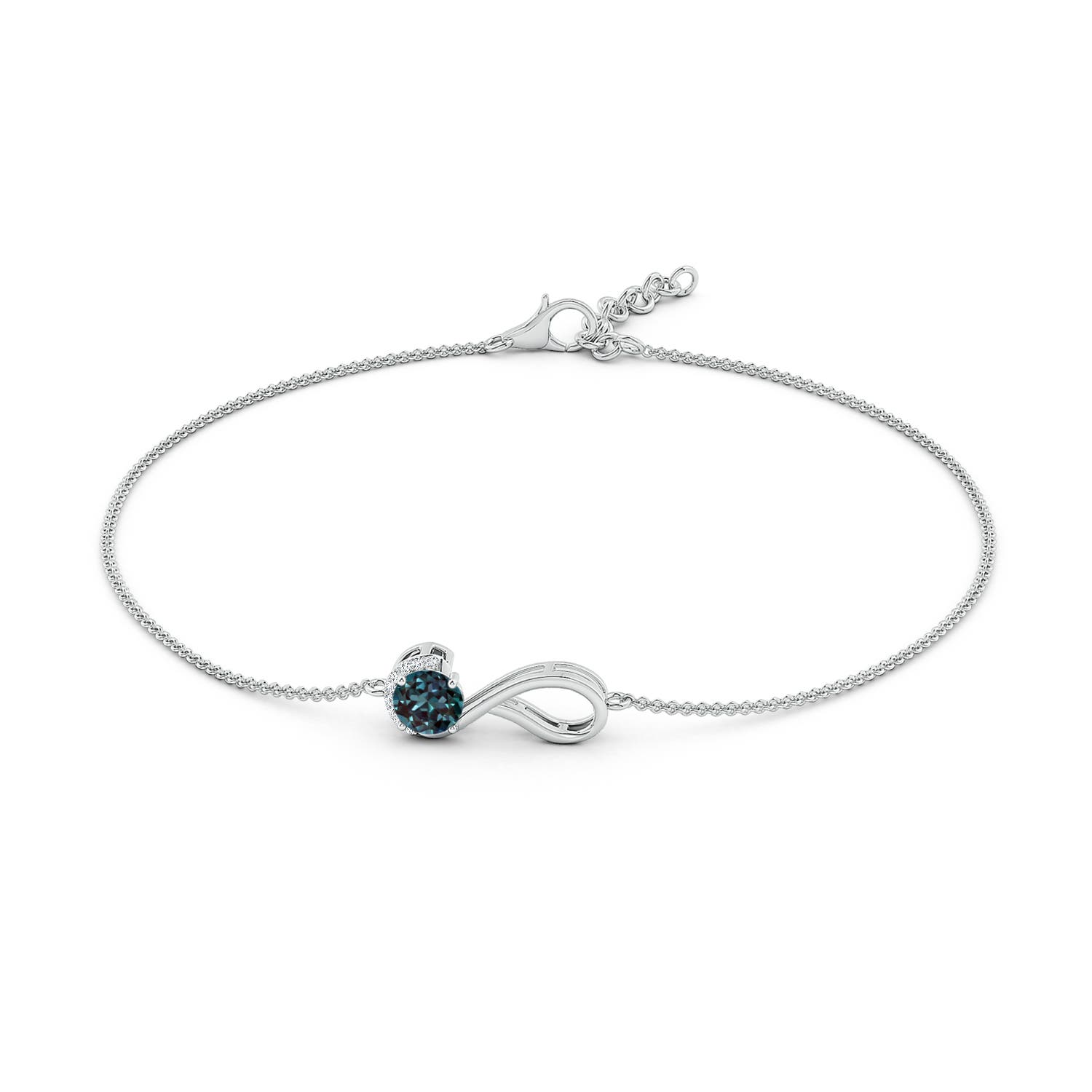 5mm Labgrown Lab-Grown Alexandrite Ribbon Bracelet with Diamond Accents in P950 Platinum