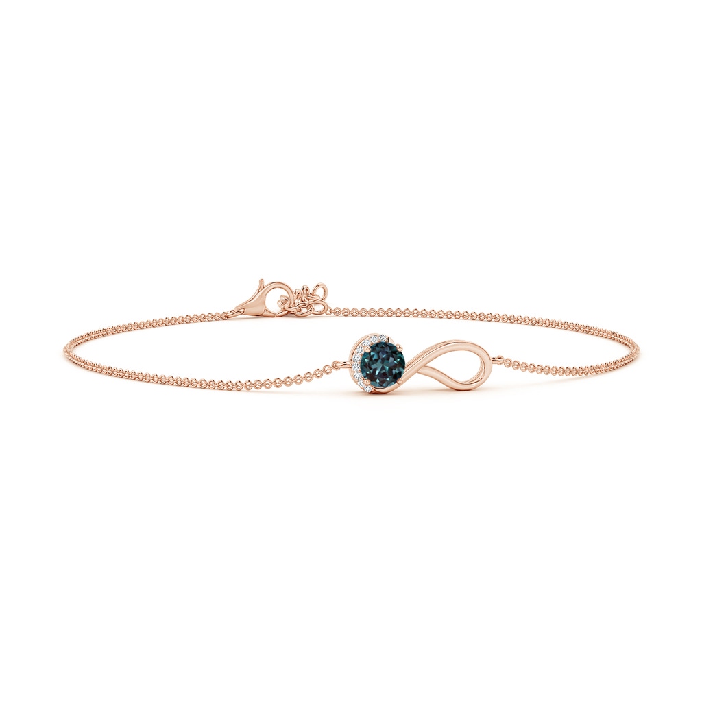 5mm Labgrown Lab-Grown Alexandrite Ribbon Bracelet with Diamond Accents in Rose Gold