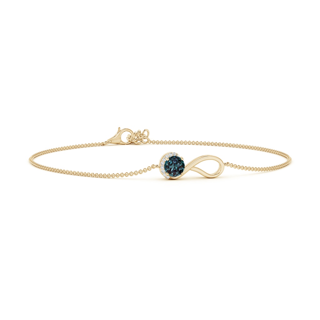 5mm Labgrown Lab-Grown Alexandrite Ribbon Bracelet with Diamond Accents in Yellow Gold