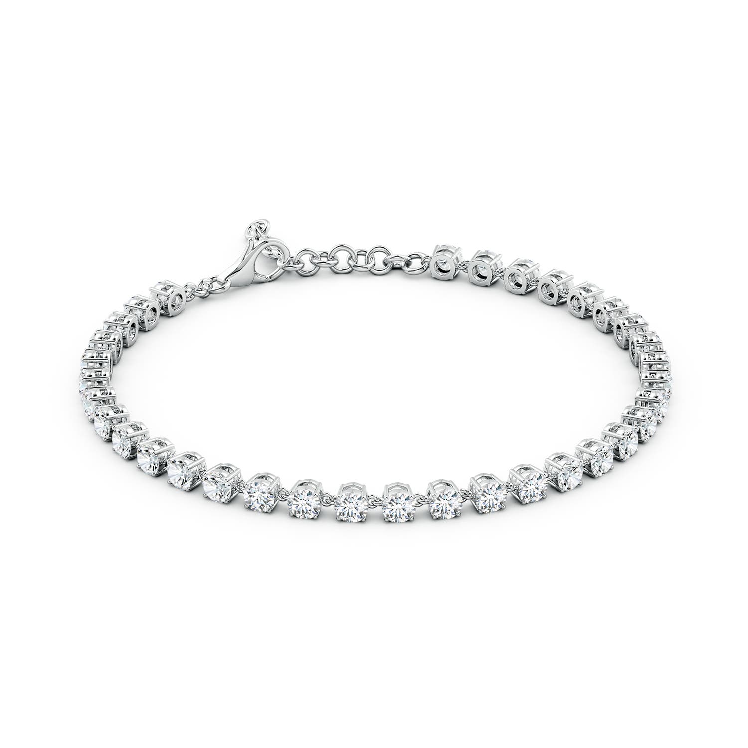 3mm FGVS Round Lab-Grown Diamond Tennis Link Bracelet in 18K White Gold