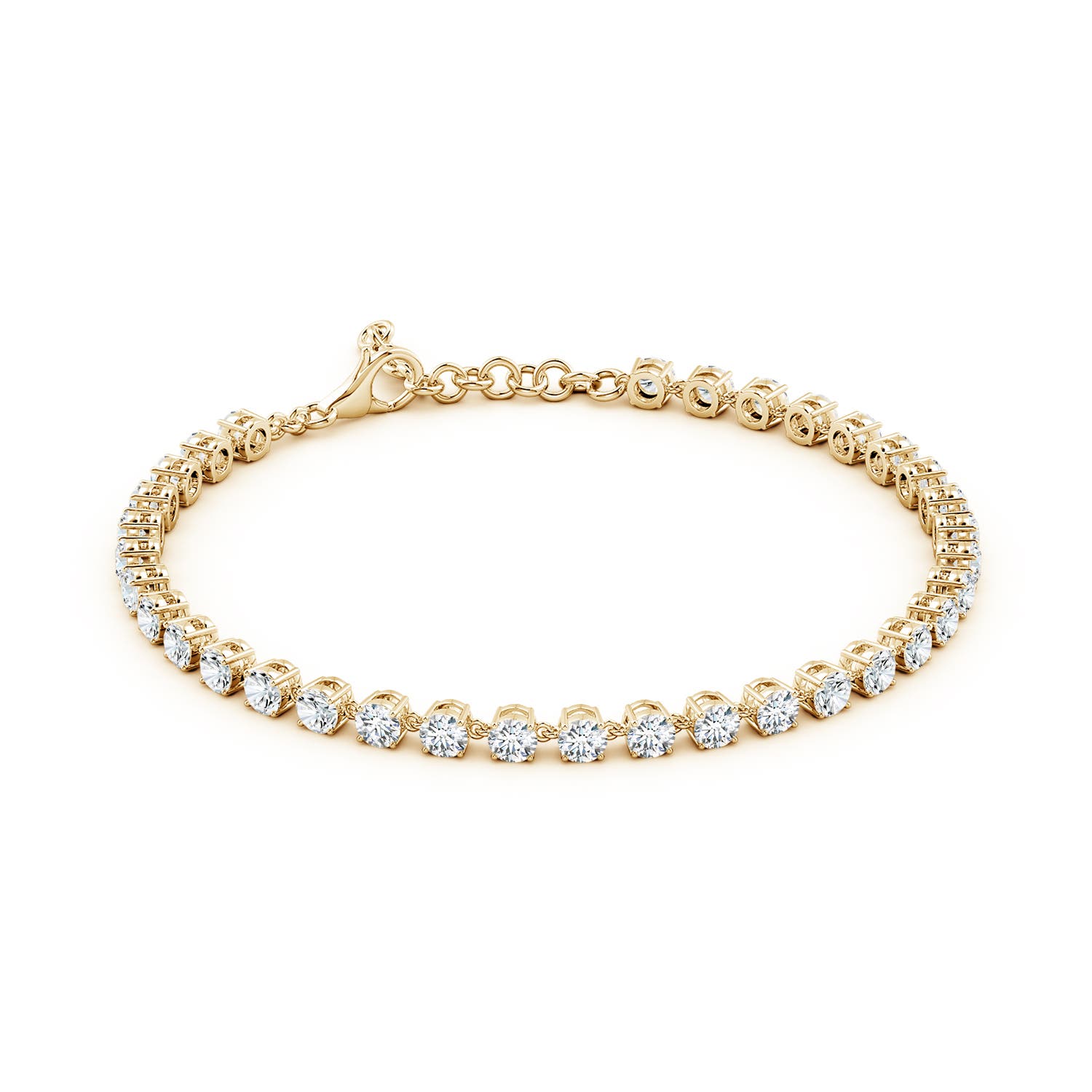 3mm FGVS Round Lab-Grown Diamond Tennis Link Bracelet in Yellow Gold