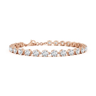 4.1mm FGVS Round Lab-Grown Diamond Tennis Link Bracelet in 18K Rose Gold