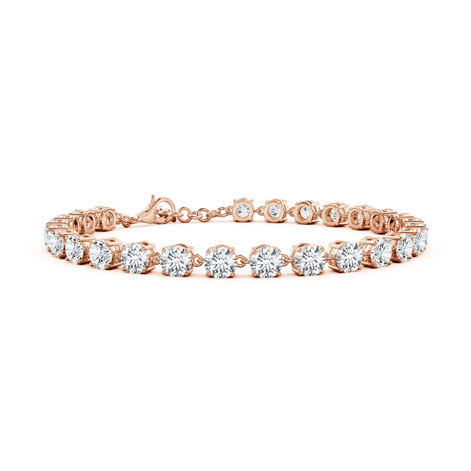 4.1mm FGVS Round Lab-Grown Diamond Tennis Link Bracelet in Rose Gold