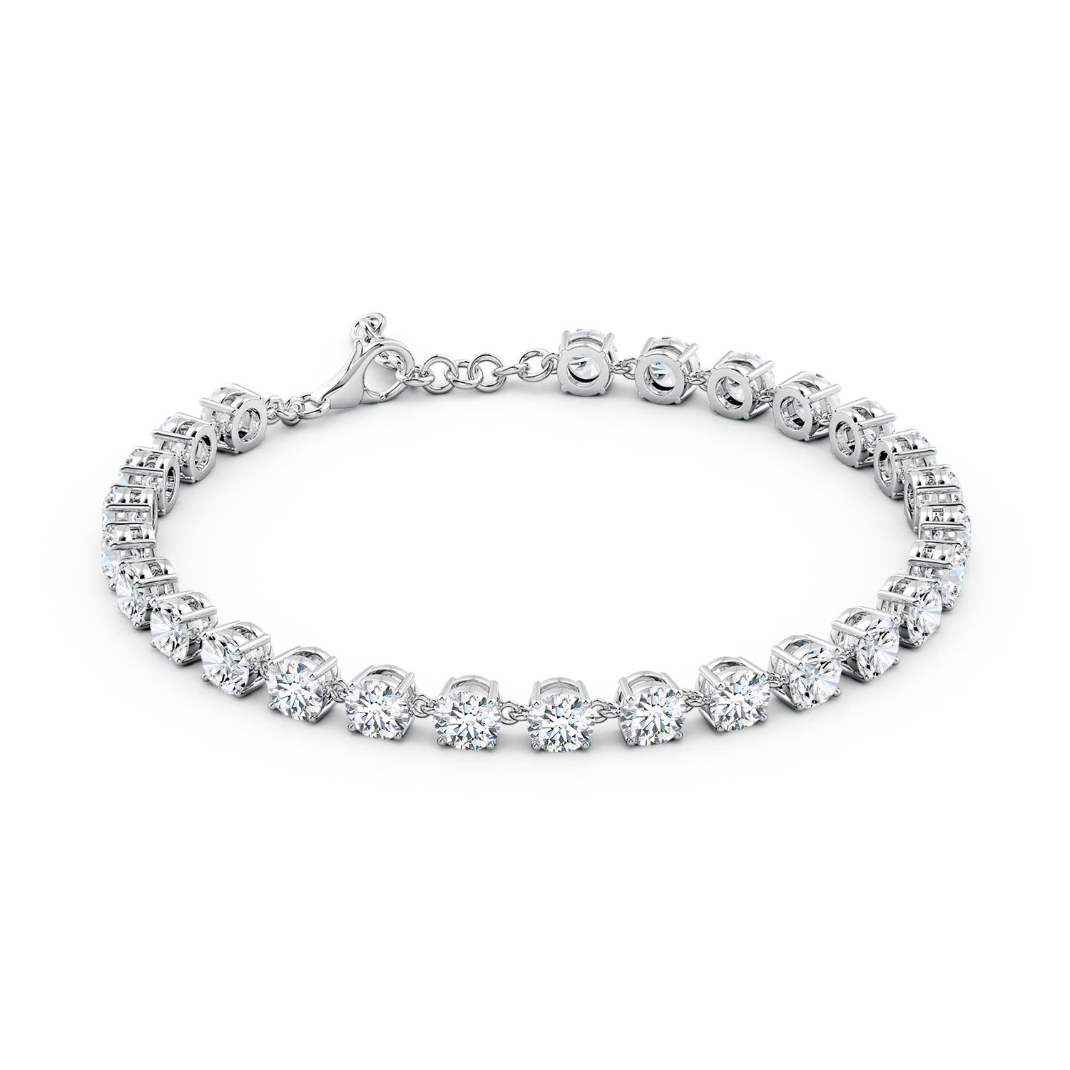 4.1mm FGVS Round Lab-Grown Diamond Tennis Link Bracelet in White Gold