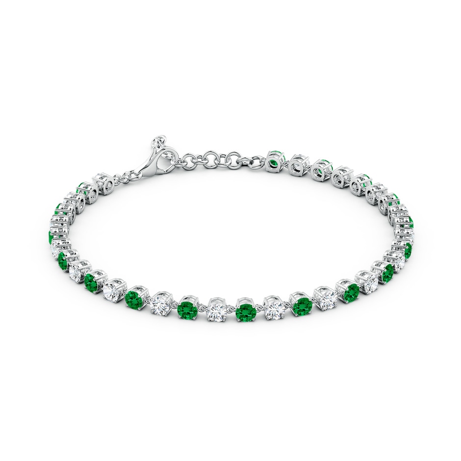 3mm Labgrown Round Lab-Grown Emerald and Diamond Tennis Link Bracelet in White Gold Side 199