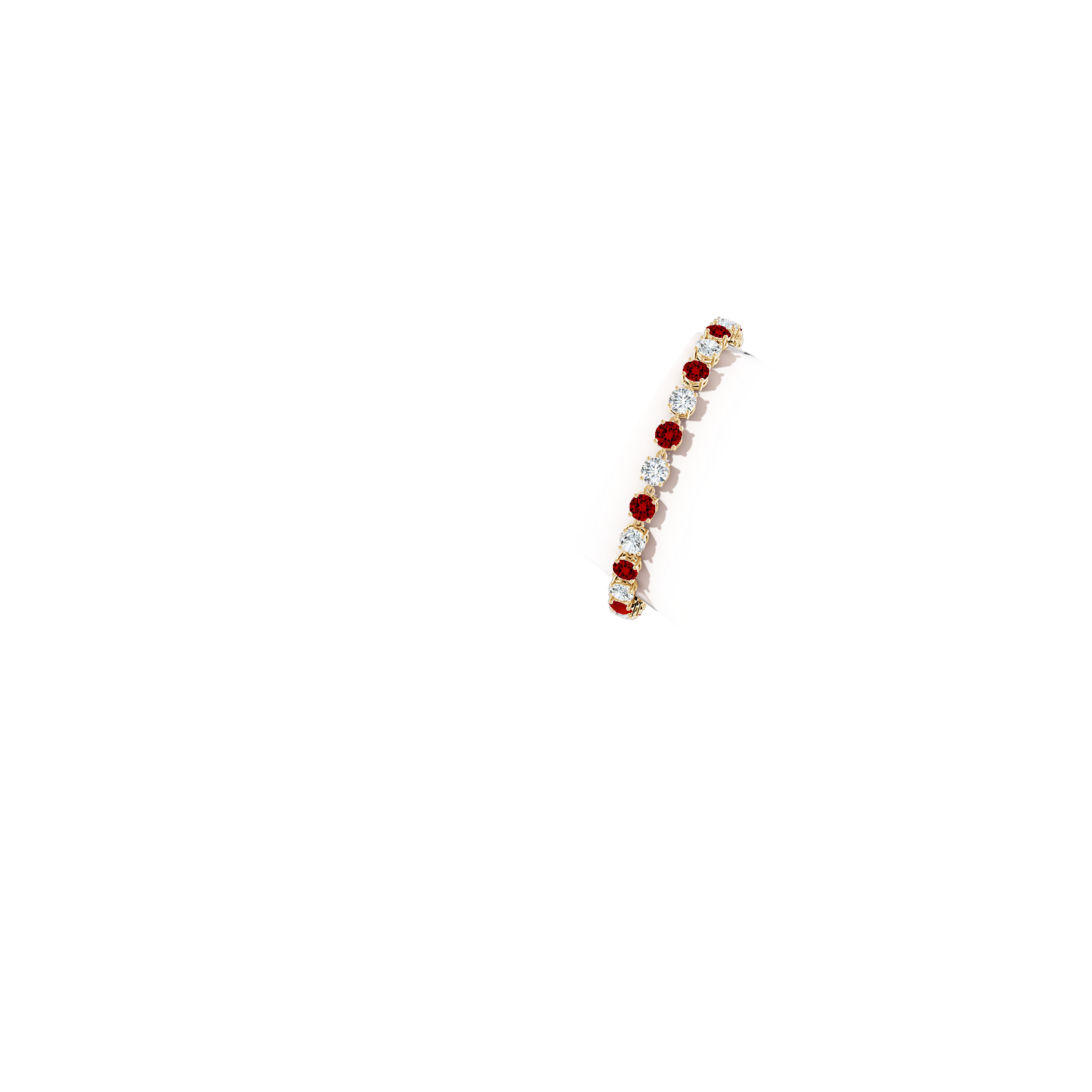 5mm Labgrown Round Lab-Grown Ruby and Diamond Tennis Link Bracelet in Yellow Gold - body_arm