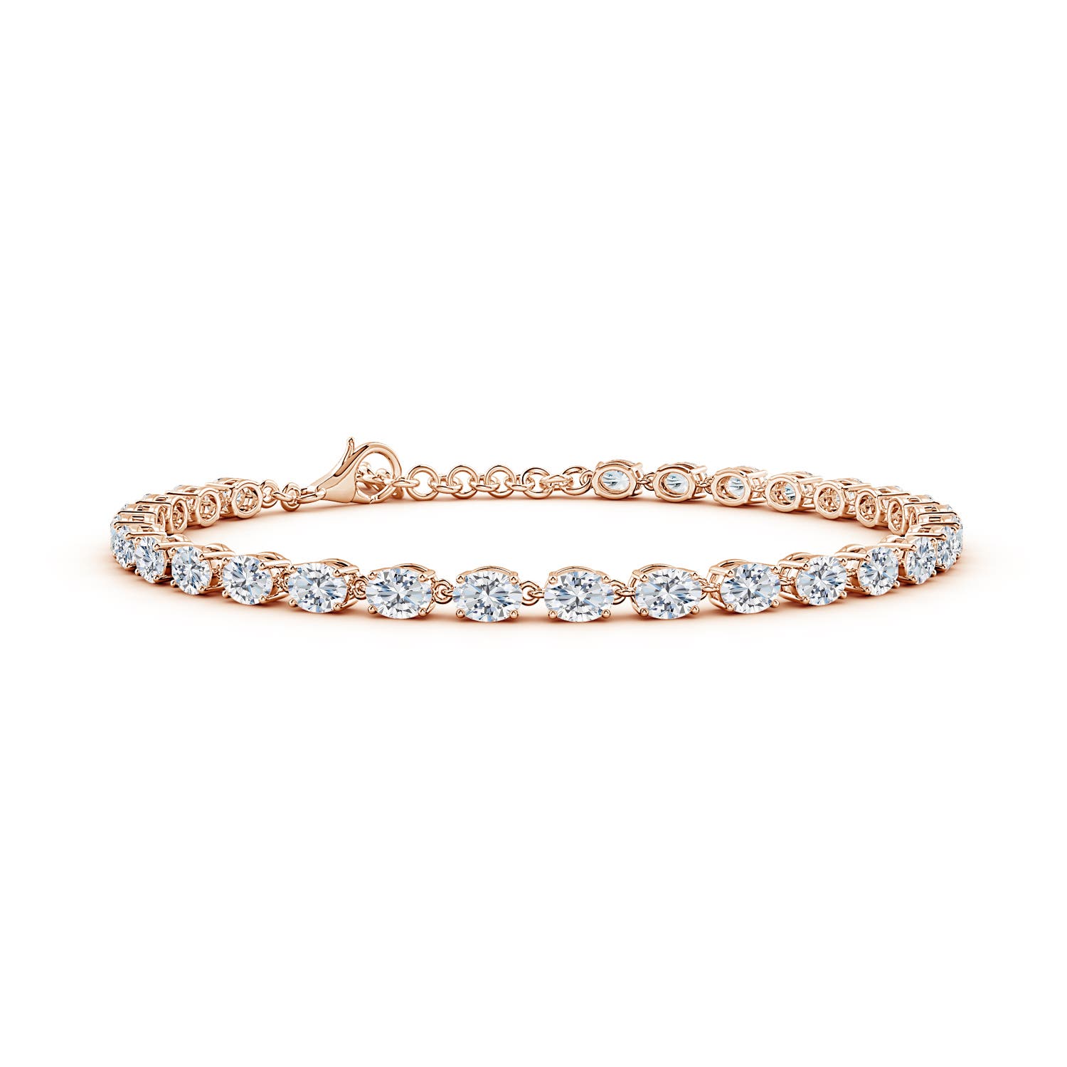 4x3mm FGVS Oval Lab-Grown Diamond Tennis Link Bracelet in 18CT Rose Gold