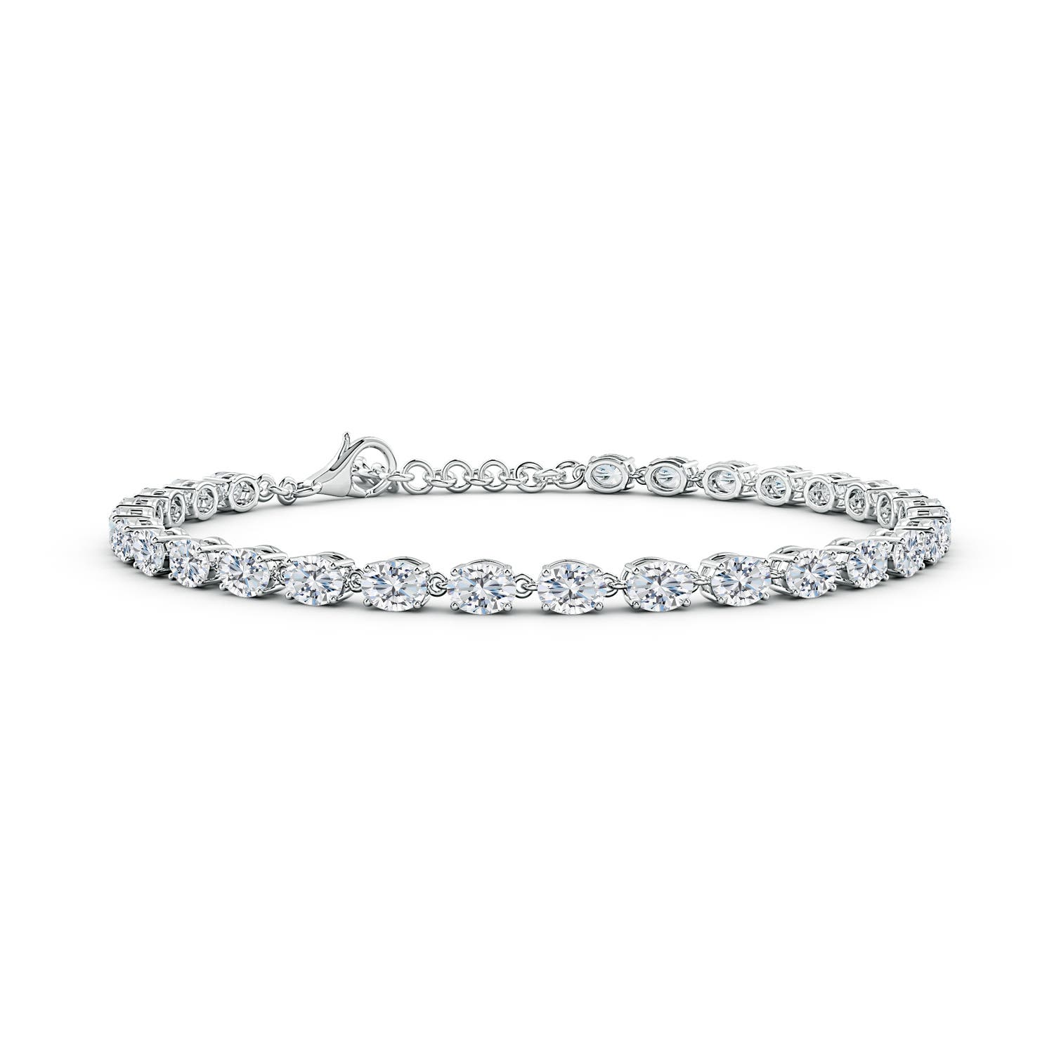 4x3mm FGVS Oval Lab-Grown Diamond Tennis Link Bracelet in 18K White Gold