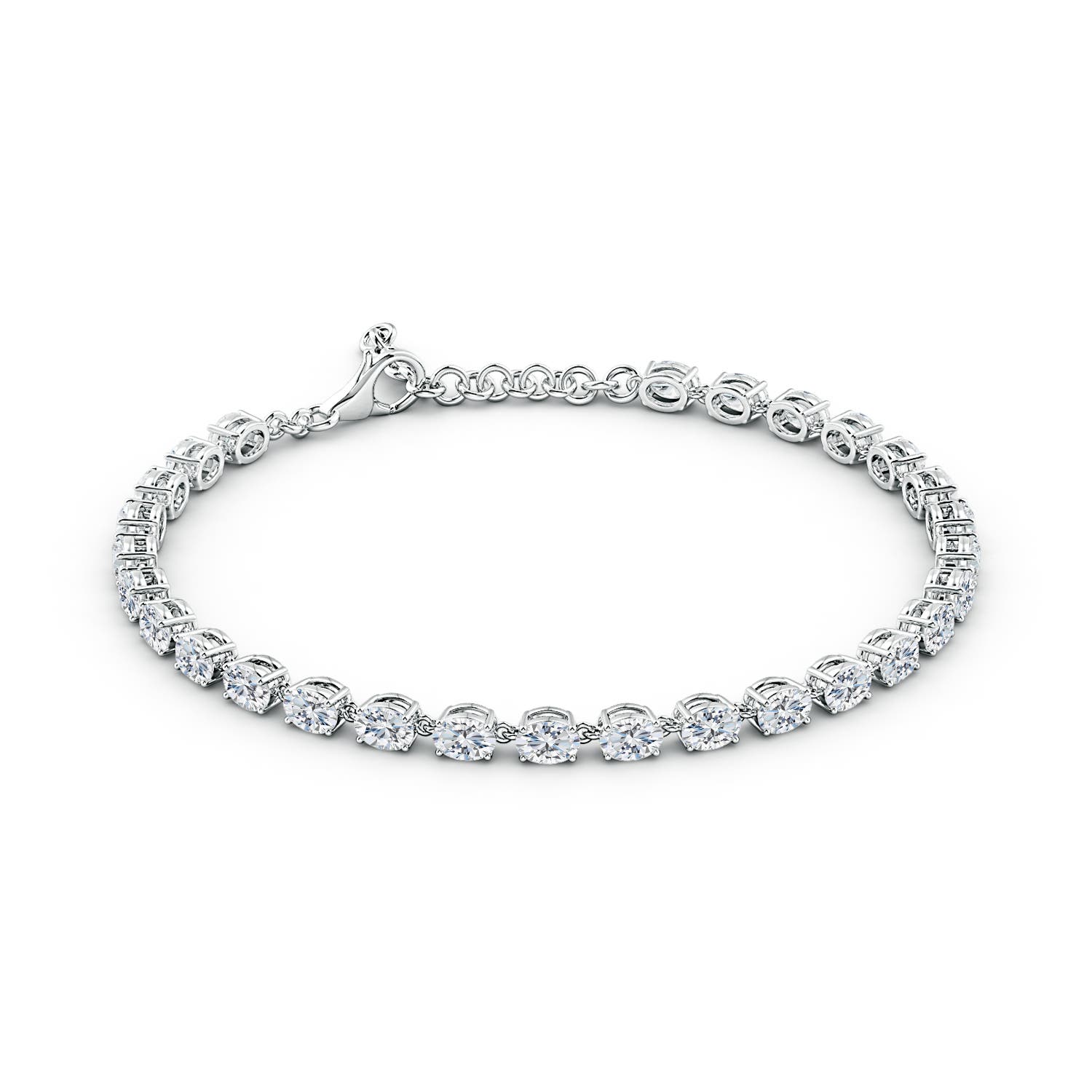 4x3mm FGVS Oval Lab-Grown Diamond Tennis Link Bracelet in 18K White Gold