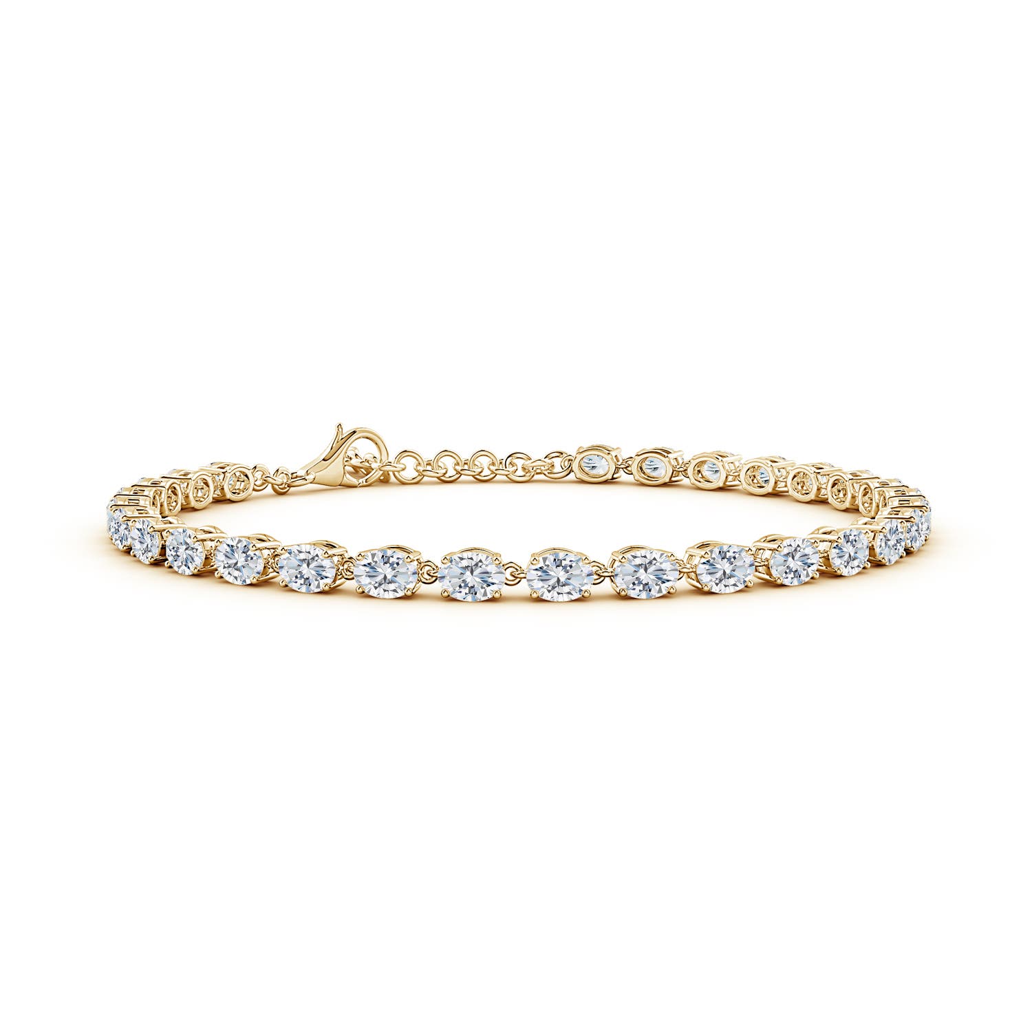 4x3mm FGVS Oval Lab-Grown Diamond Tennis Link Bracelet in 18K Yellow Gold