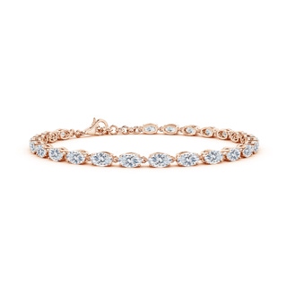 5x3mm FGVS Oval Lab-Grown Diamond Tennis Link Bracelet in 18K Rose Gold