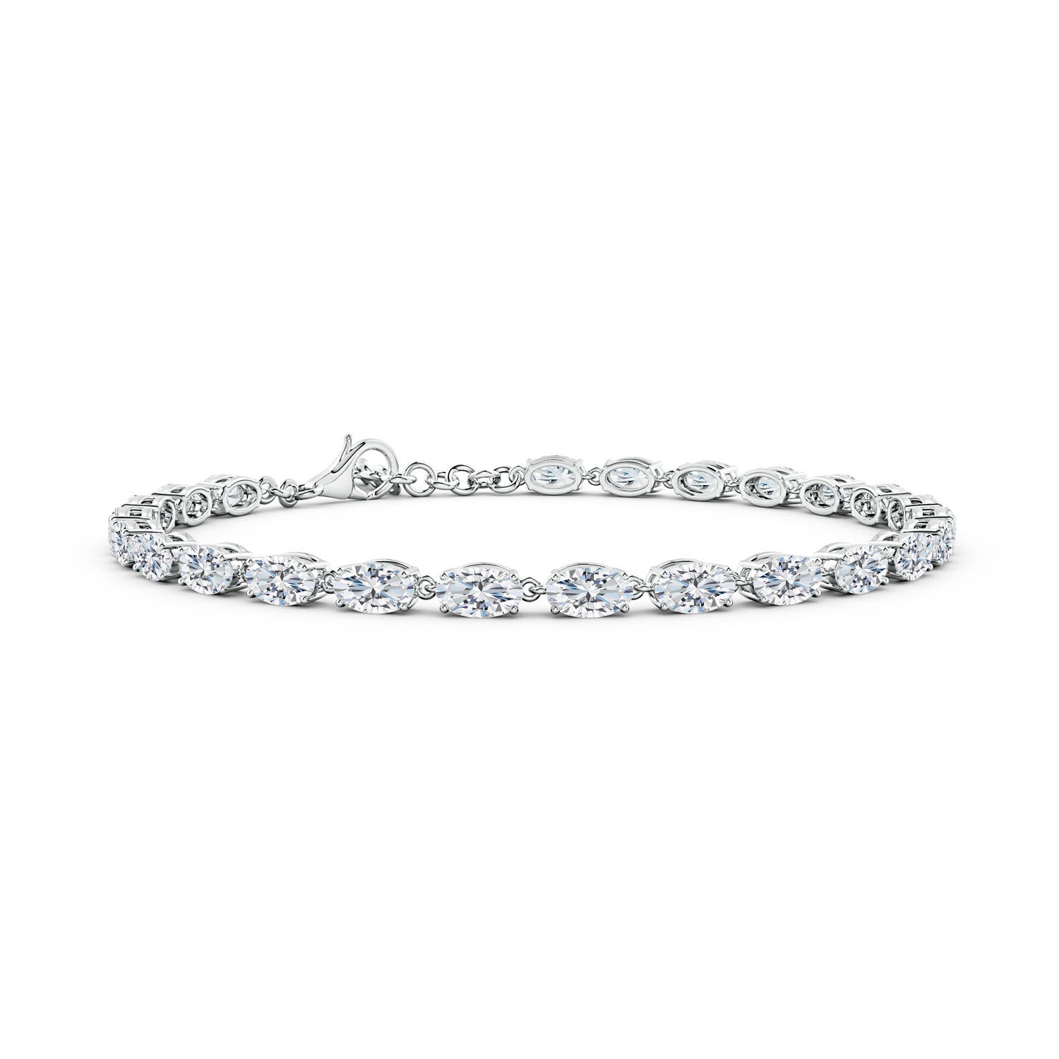 5x3mm FGVS Oval Lab-Grown Diamond Tennis Link Bracelet in 18K White Gold
