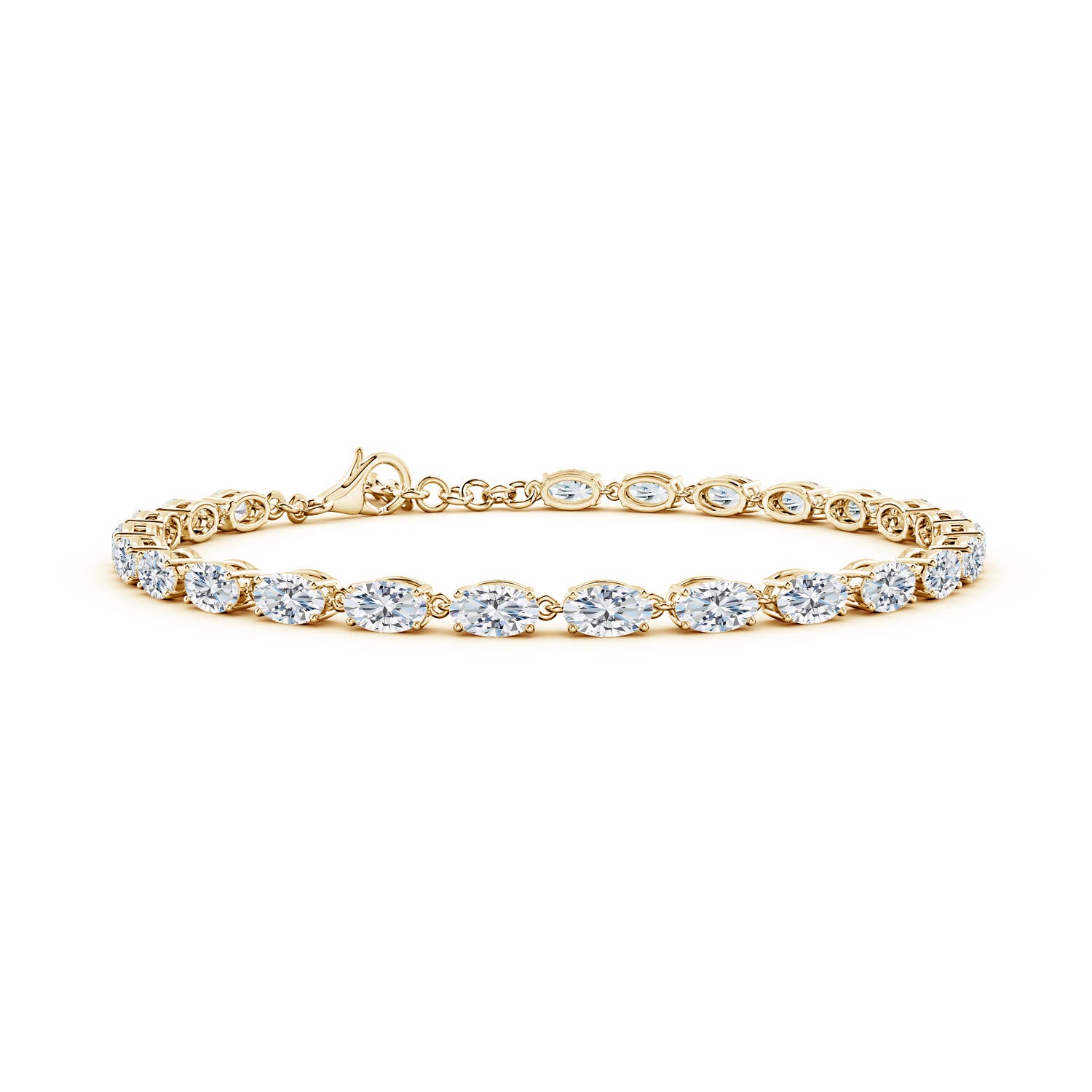 5x3mm FGVS Oval Lab-Grown Diamond Tennis Link Bracelet in Yellow Gold