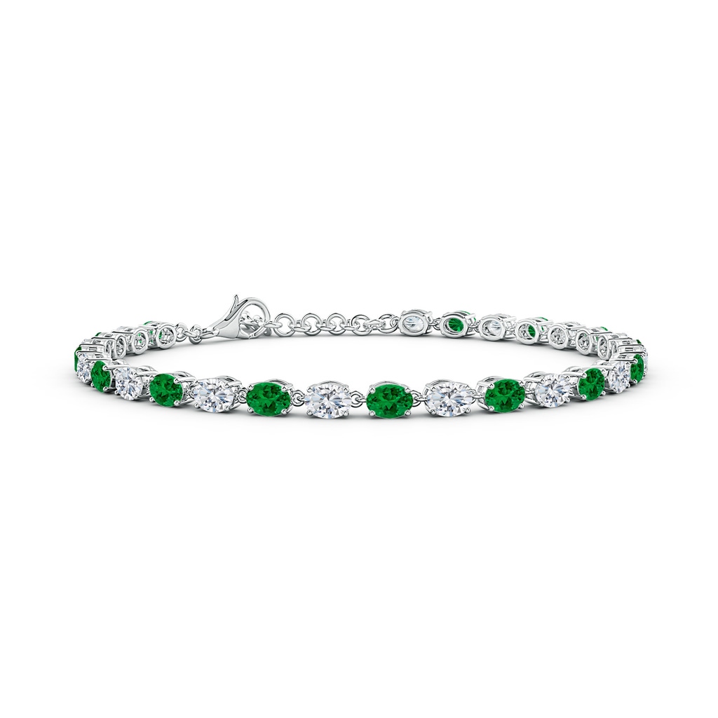 4x3mm Labgrown Oval Lab-Grown Emerald and Diamond Tennis Link Bracelet in White Gold