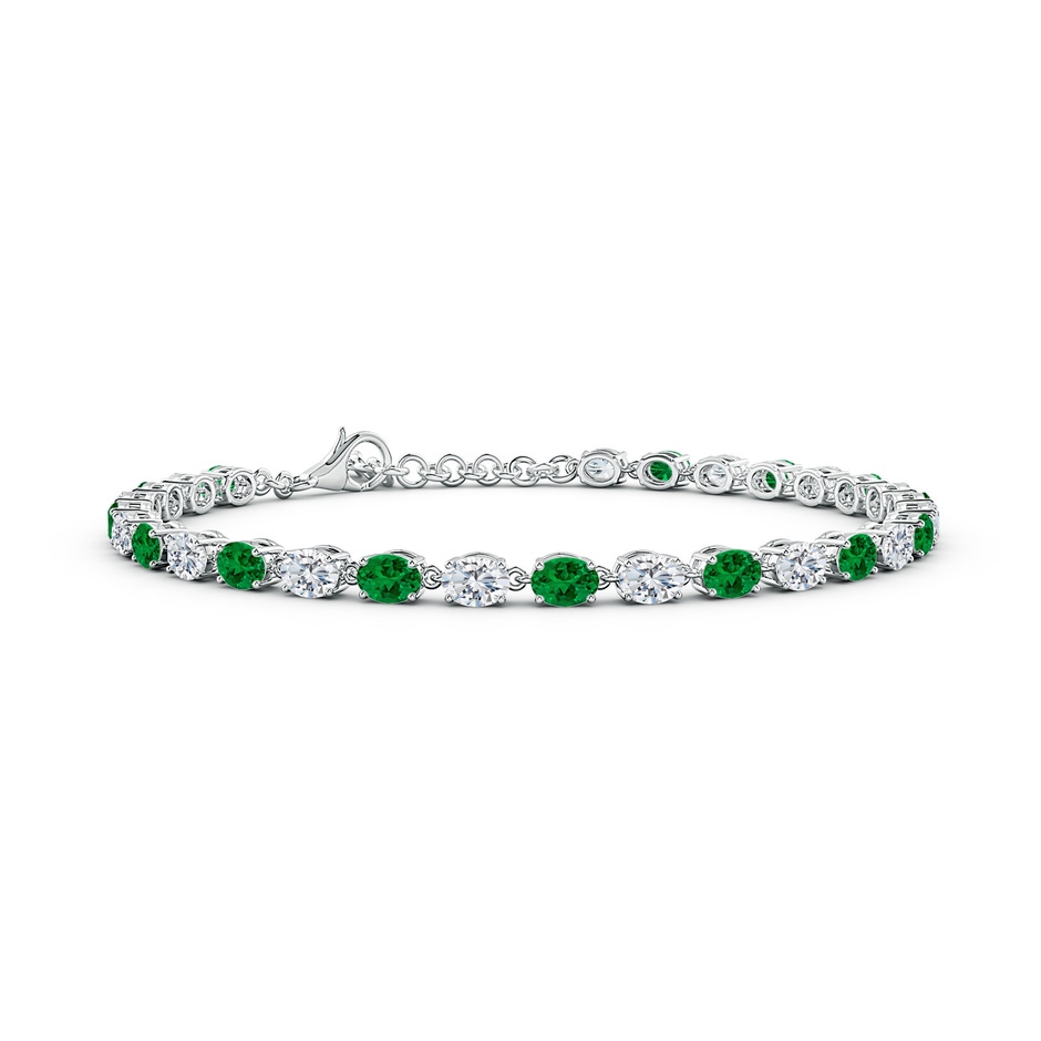 4x3mm Labgrown Oval Lab-Grown Emerald and Diamond Tennis Link Bracelet in White Gold 