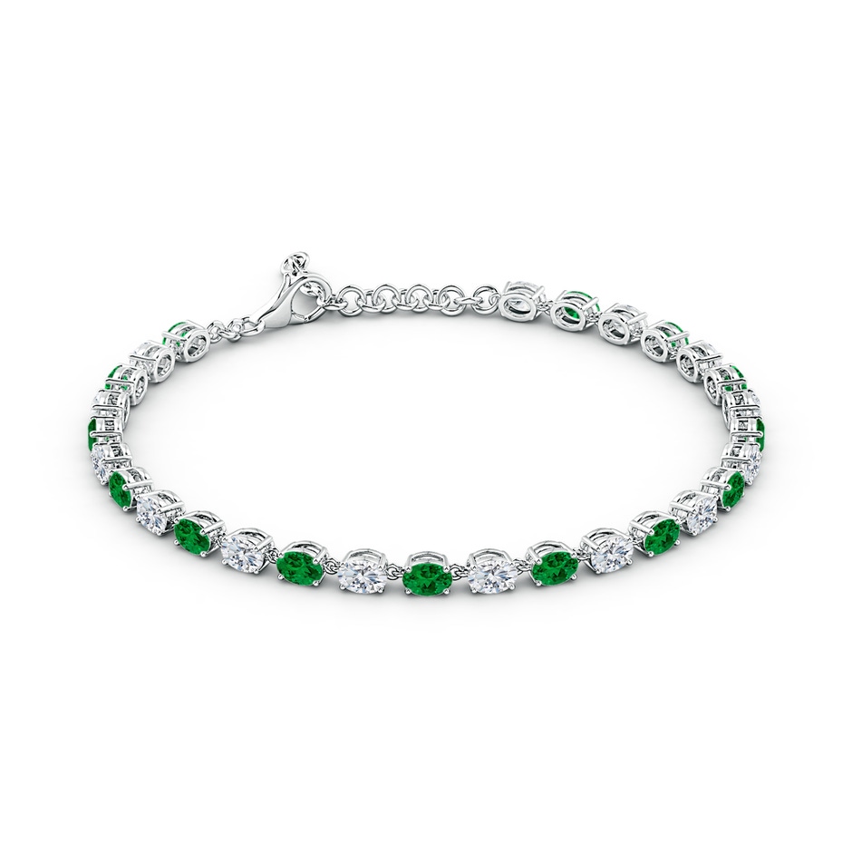 4x3mm Labgrown Oval Lab-Grown Emerald and Diamond Tennis Link Bracelet in White Gold Side 199